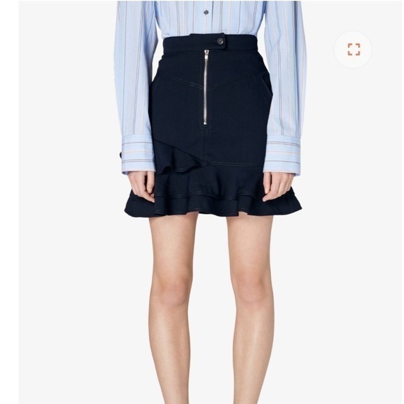 DEREK LAM 10 CROSBY Washed Canvas Ruffle Hem Mini